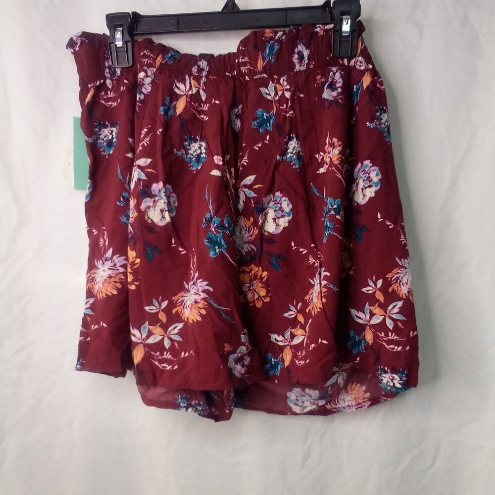 Abound Shorts Women L Casual Pull On Pockets Floral Red Blue Orange - Picture 10 of 13
